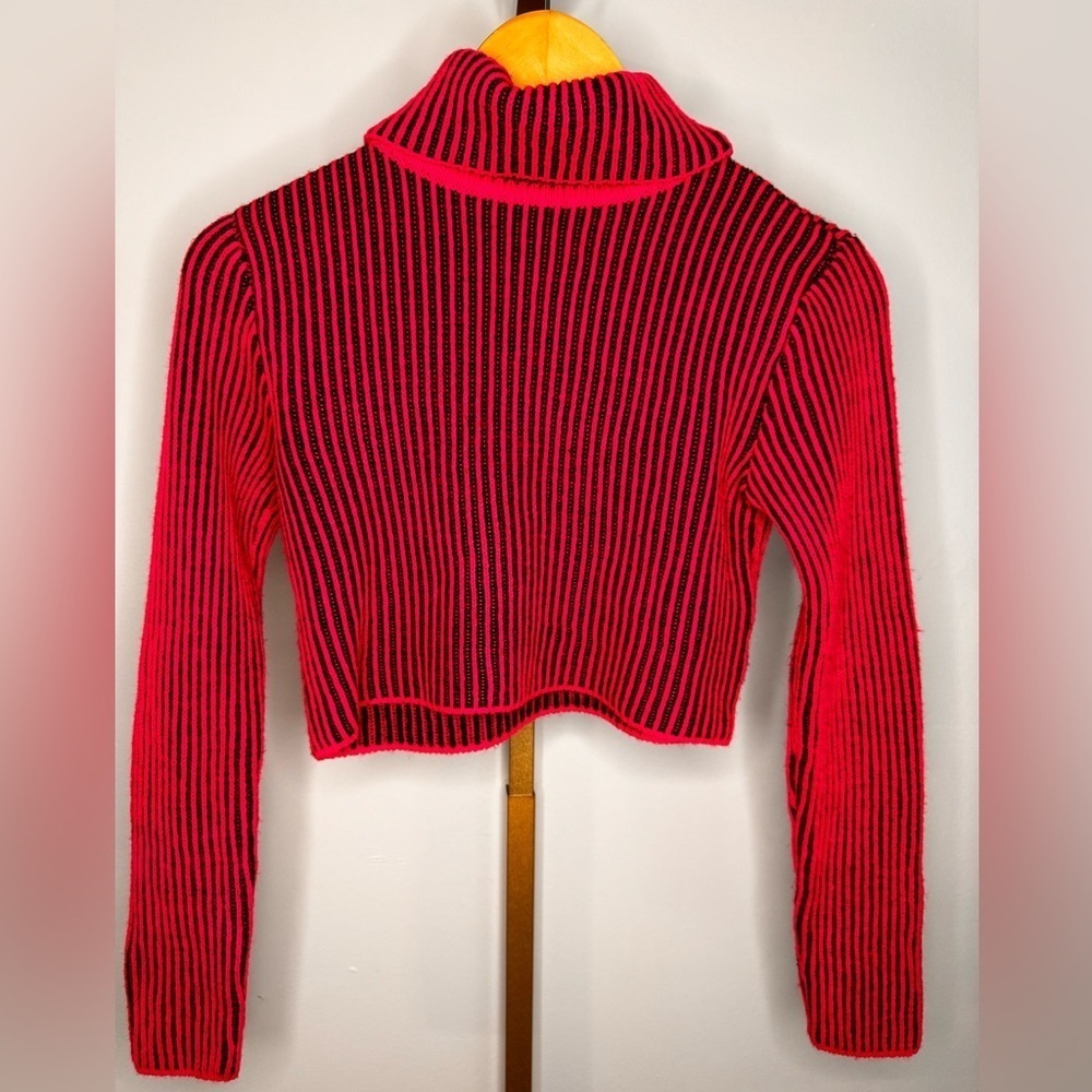 Pink and Black Striped Turtleneck Sweater - Picture 3 of 7
